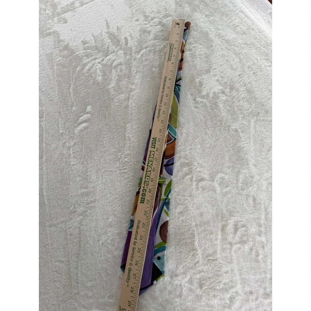 Iro Hand Painted Silk Tie Abstract Geometric Multi Color Purple Green Art‎
